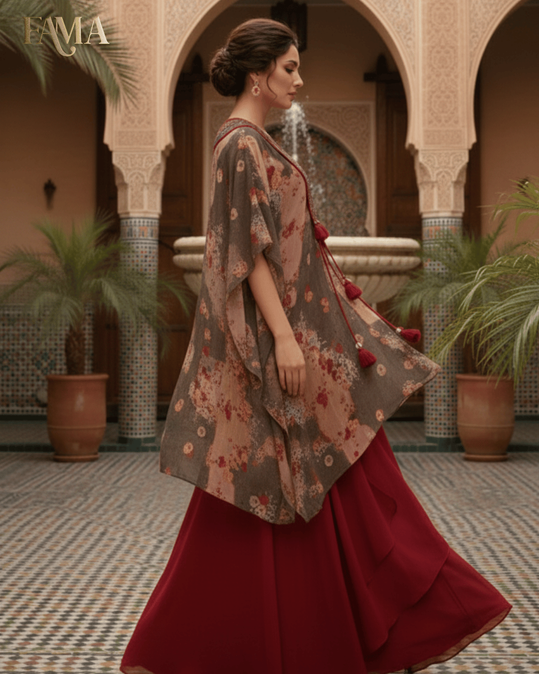 E2 Moroccan Ruby Layered Cape Set E2-2/M/7