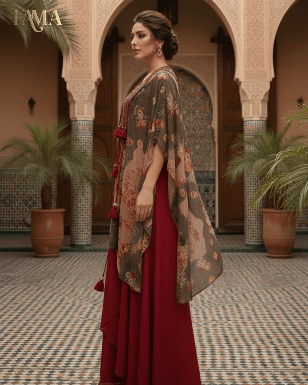 E2 Moroccan Ruby Layered Cape Set E2-2/M/7