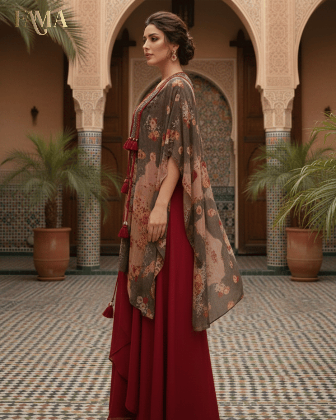 E2 Moroccan Ruby Layered Cape Set E2-2/M/7