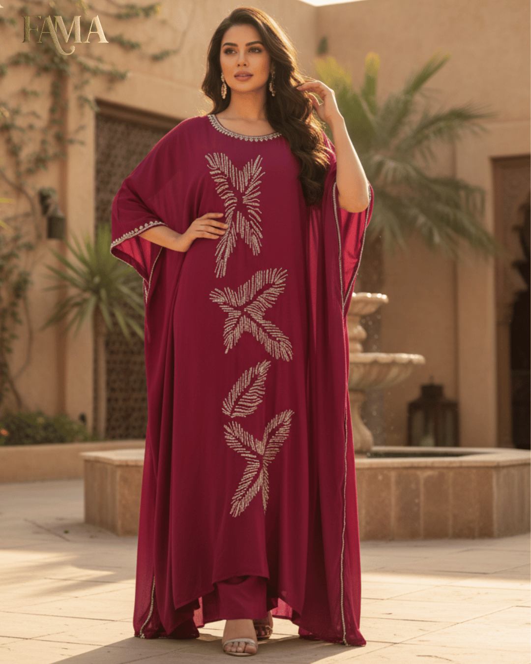 Crimson Palm Kaftan S1