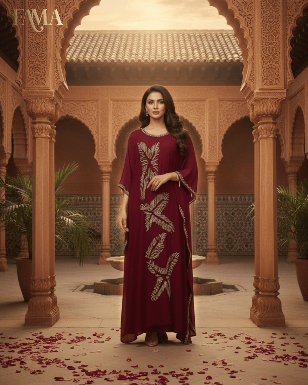 Crimson Palm Kaftan S1