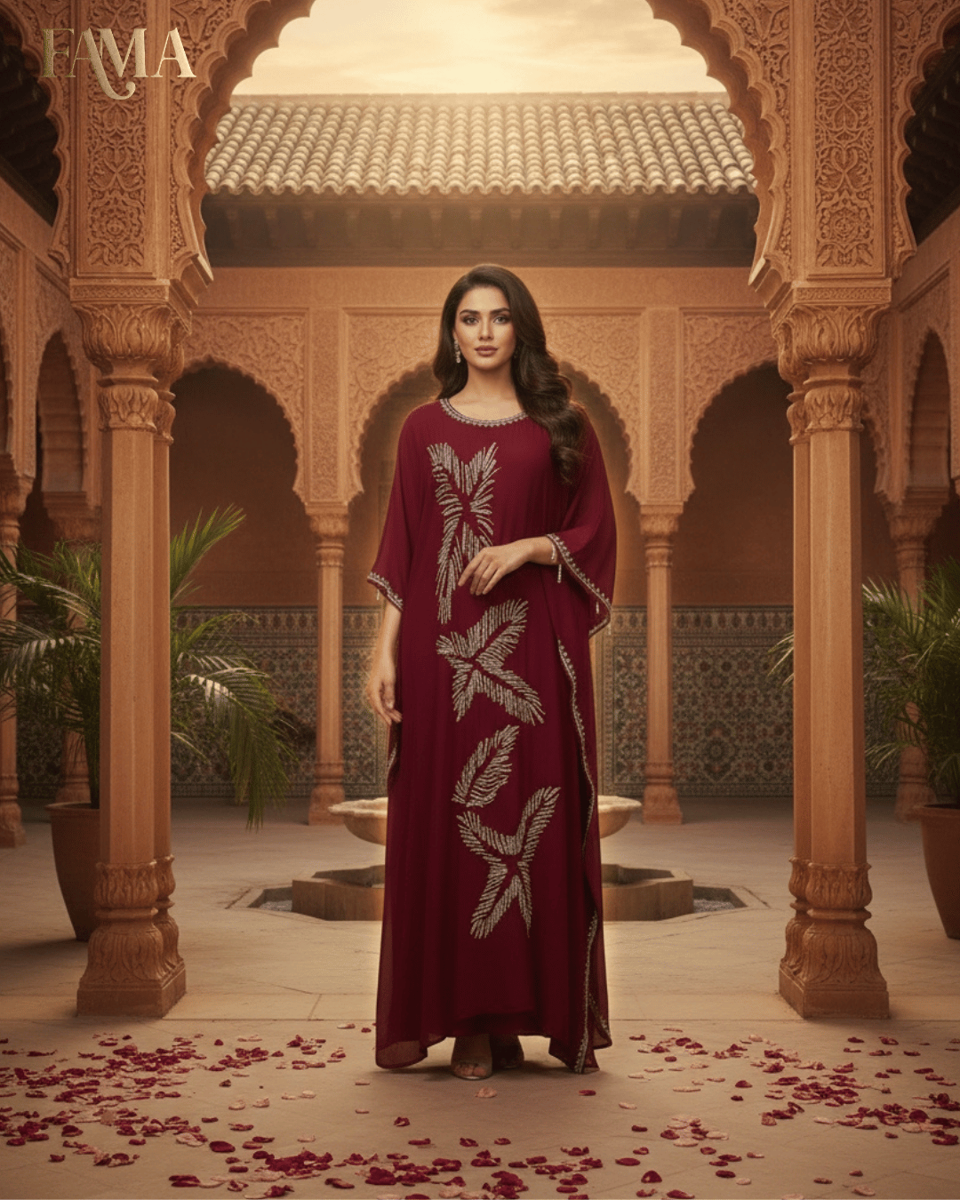 Crimson Palm Kaftan S1