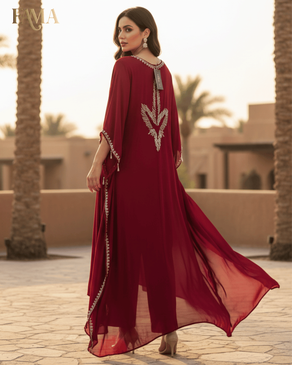 Crimson Palm Kaftan S1