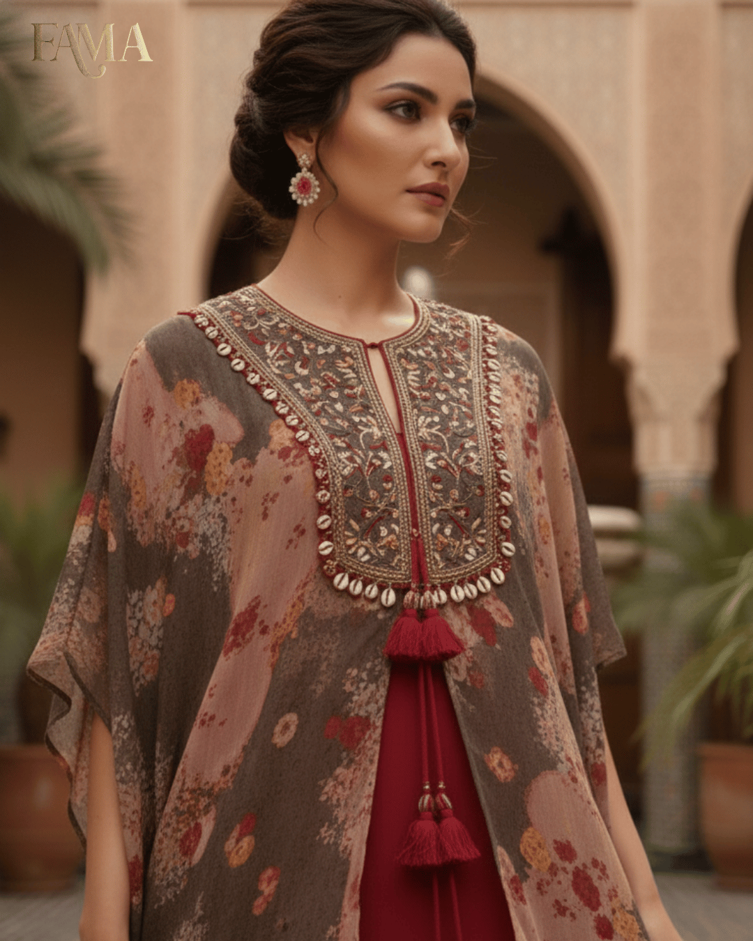 E2 Moroccan Ruby Layered Cape Set E2-2/M/7