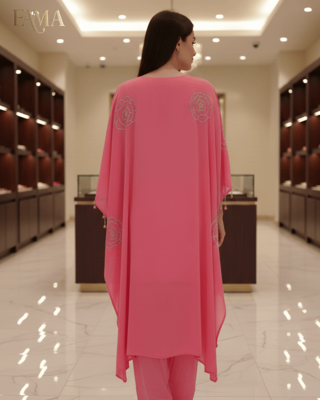 S2 Rose Petal Embroidered Kaftan Set S2-5/R/5