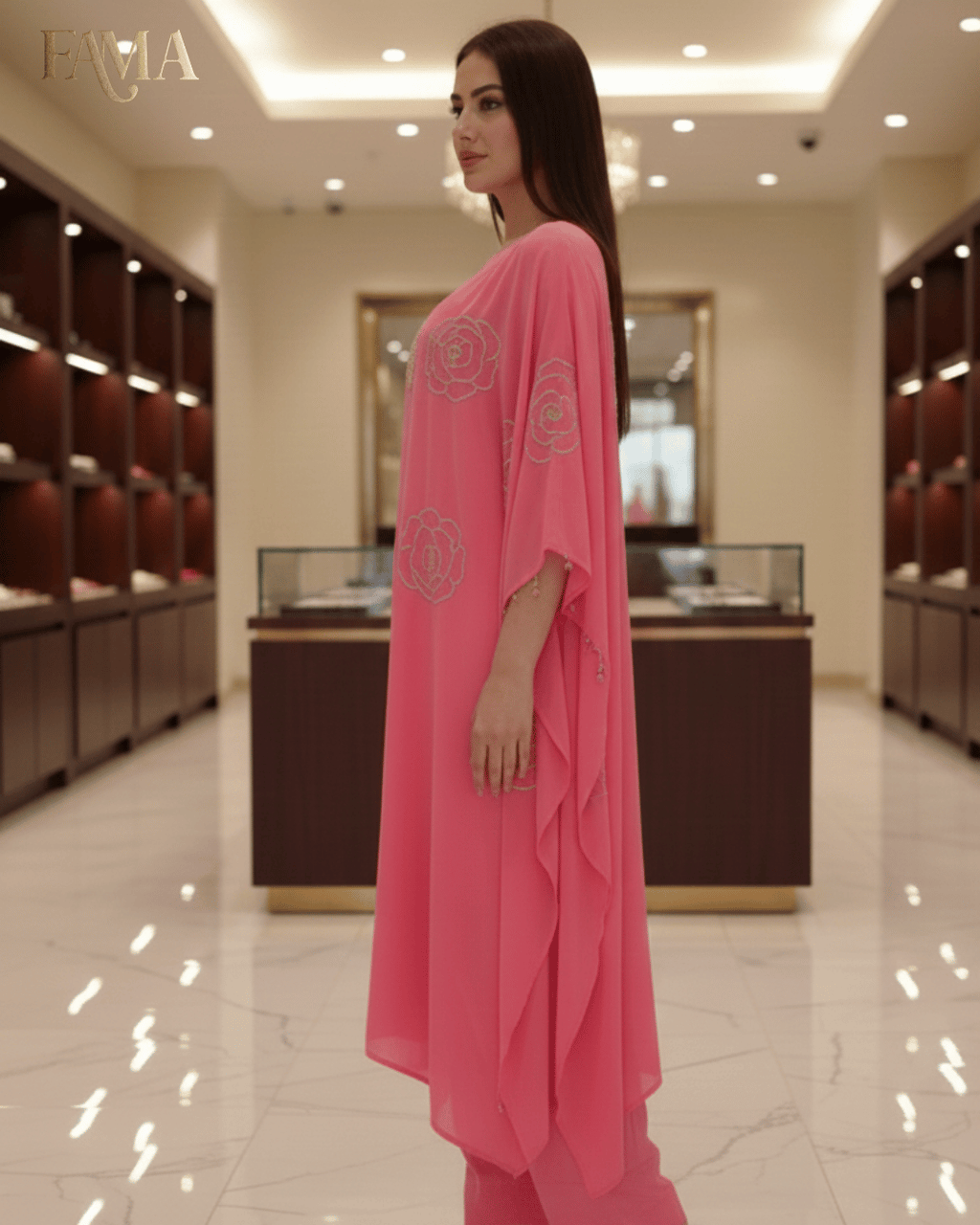 S2 Rose Petal Embroidered Kaftan Set S2-5/R/5