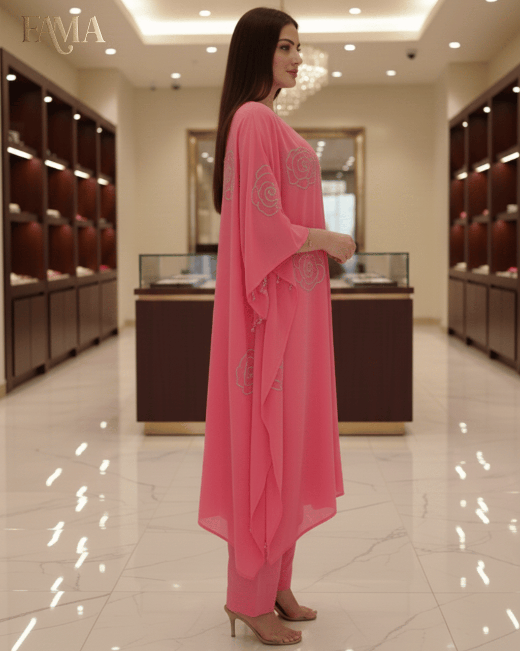 S2 Rose Petal Embroidered Kaftan Set S2-5/R/5
