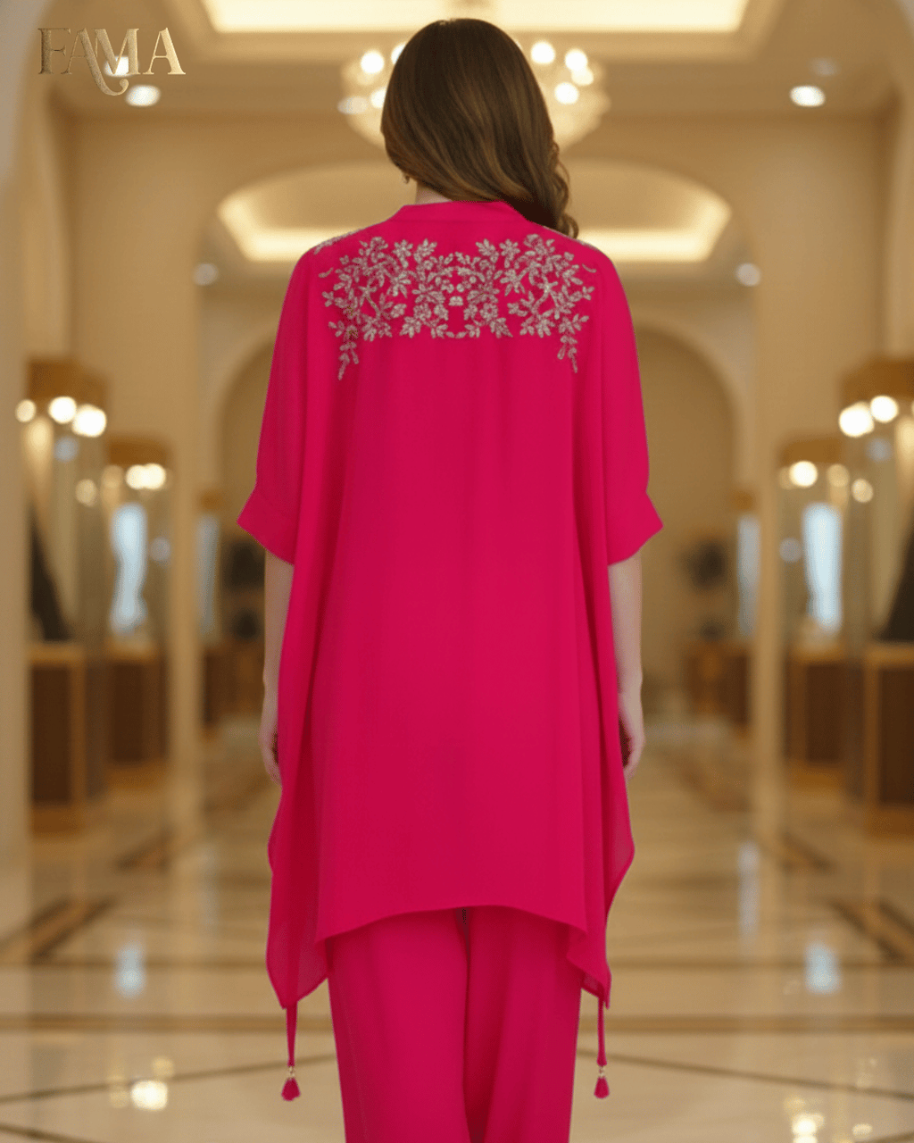 S2 Crimson Bloom Embroidered Kaftan Set S2-6/R/7
