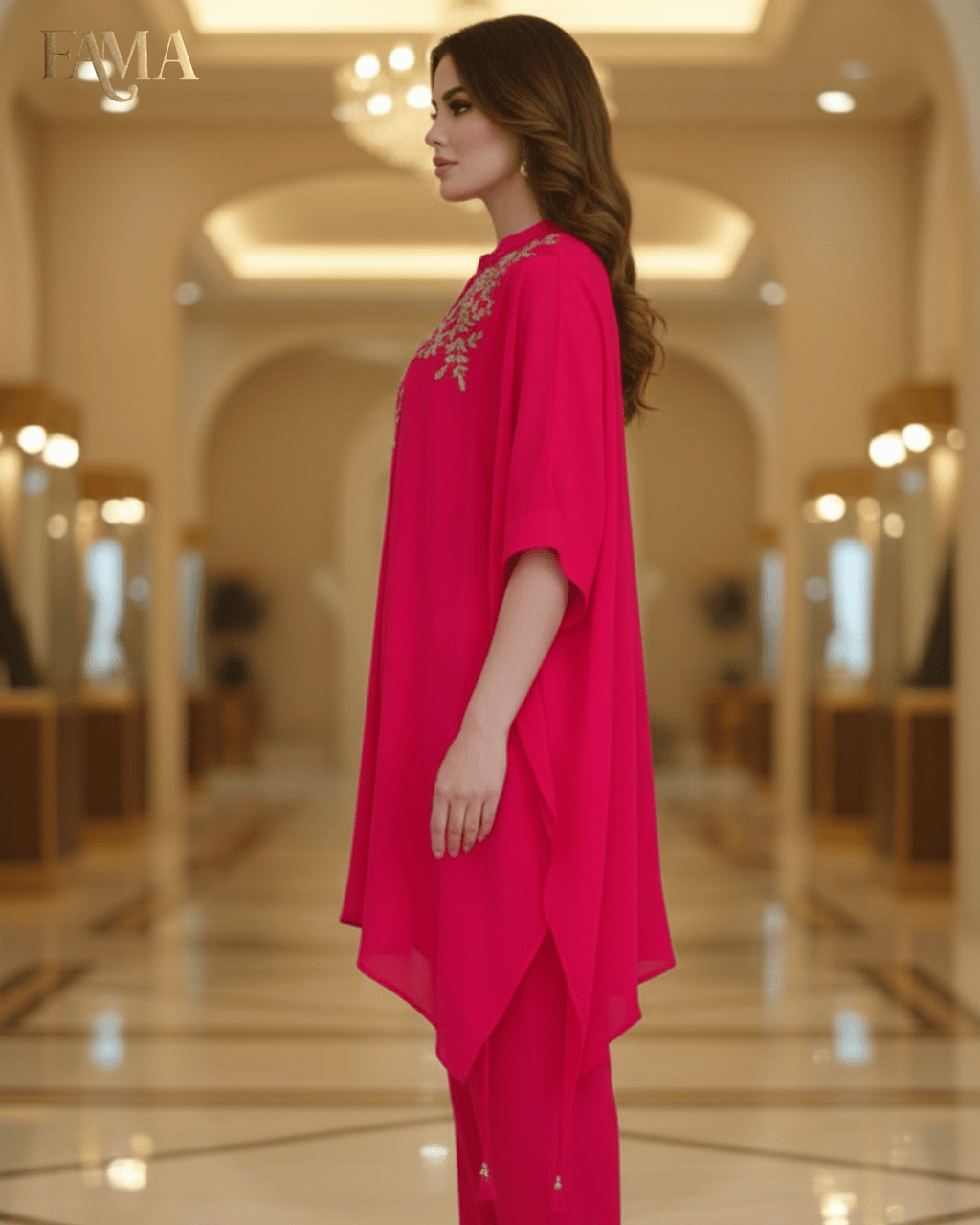 S2 Crimson Bloom Embroidered Kaftan Set S2-6/R/7