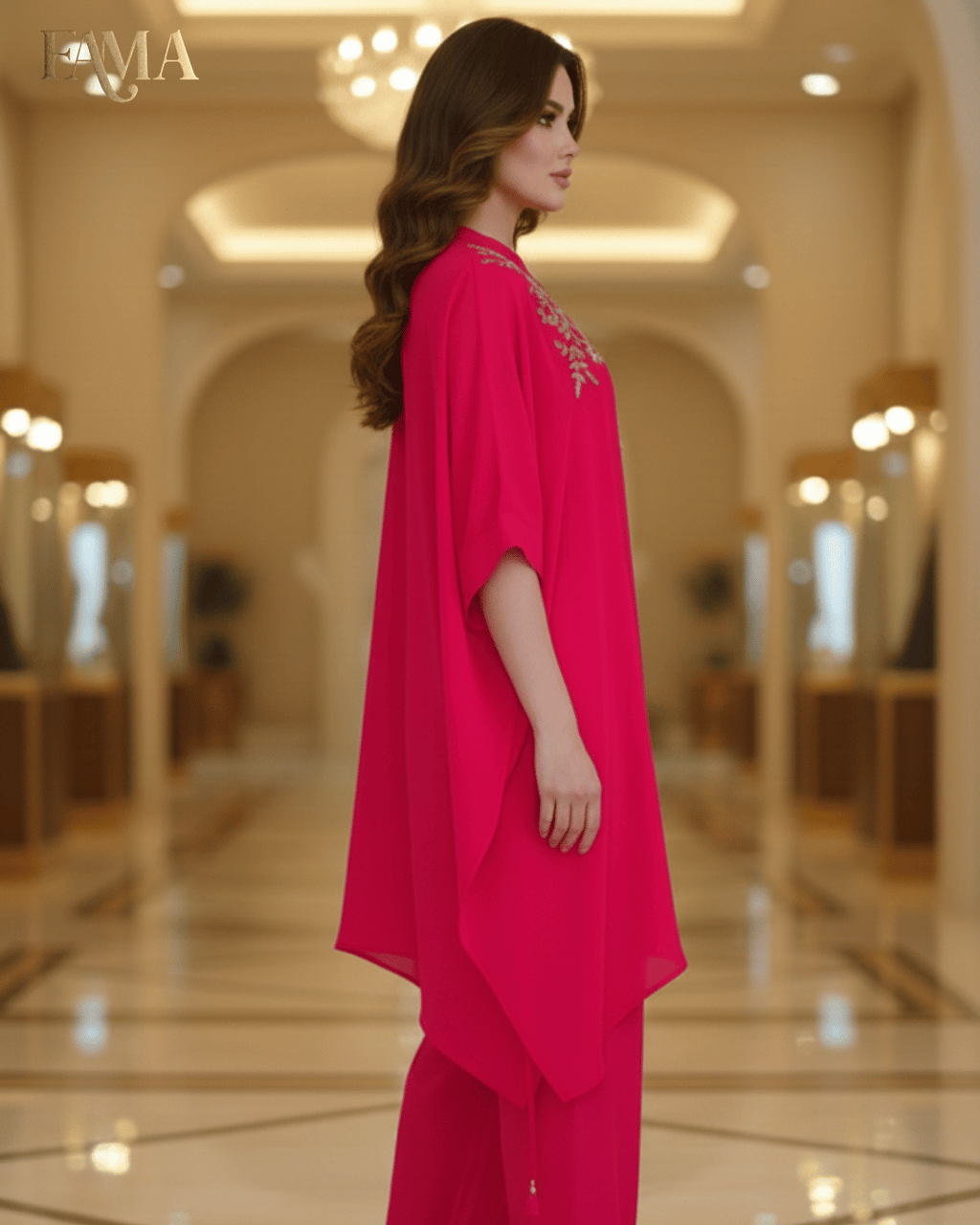 S2 Crimson Bloom Embroidered Kaftan Set S2-6/R/7