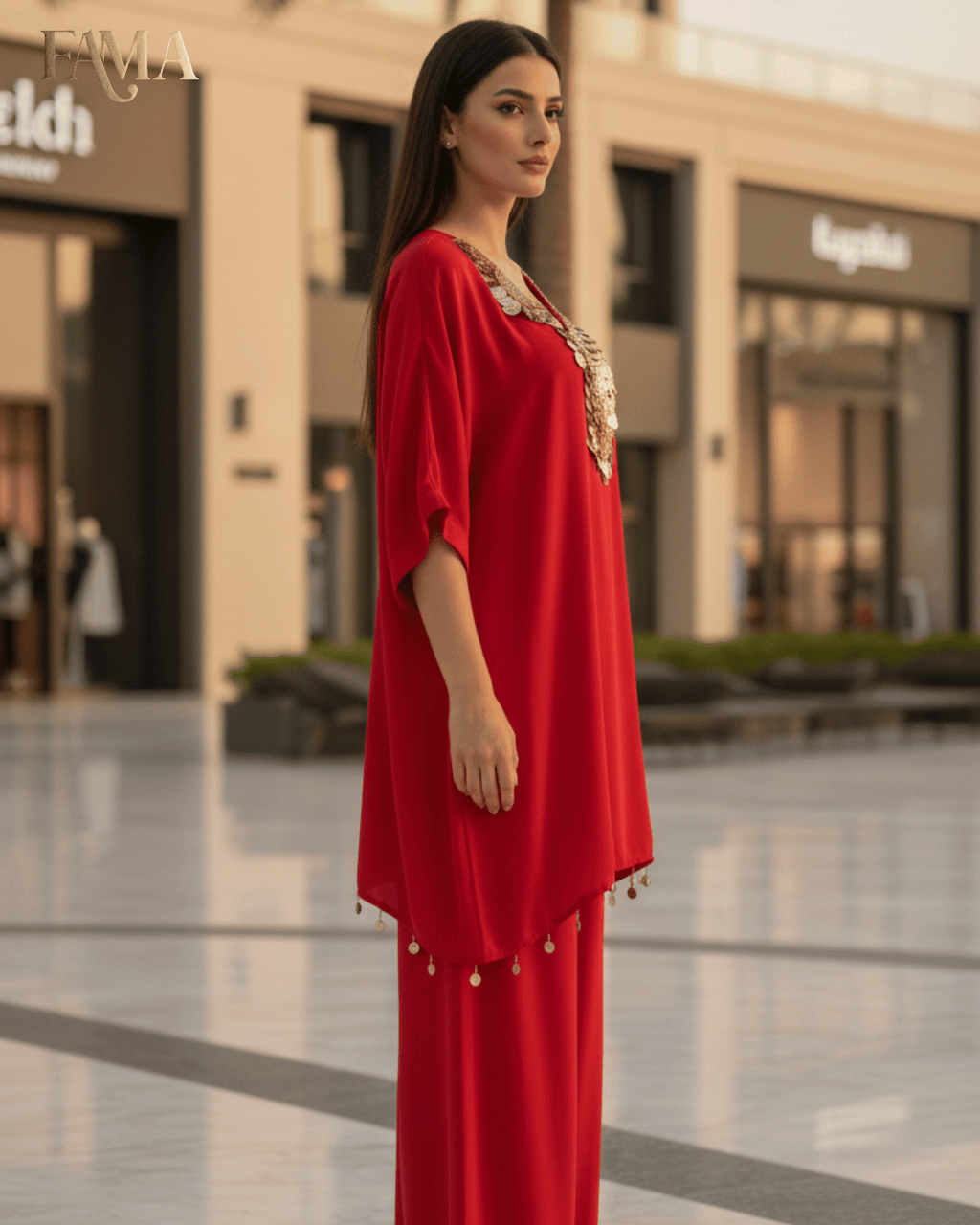 S2 Scarlet Coin Embellished Kaftan Set S2-9/R/5
