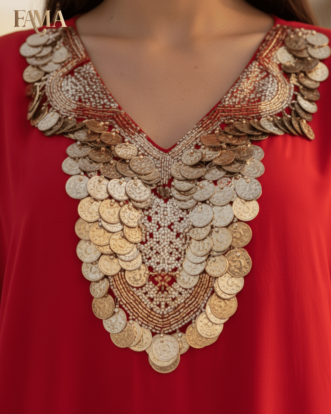 S2 Scarlet Coin Embellished Kaftan Set S2-9/R/5