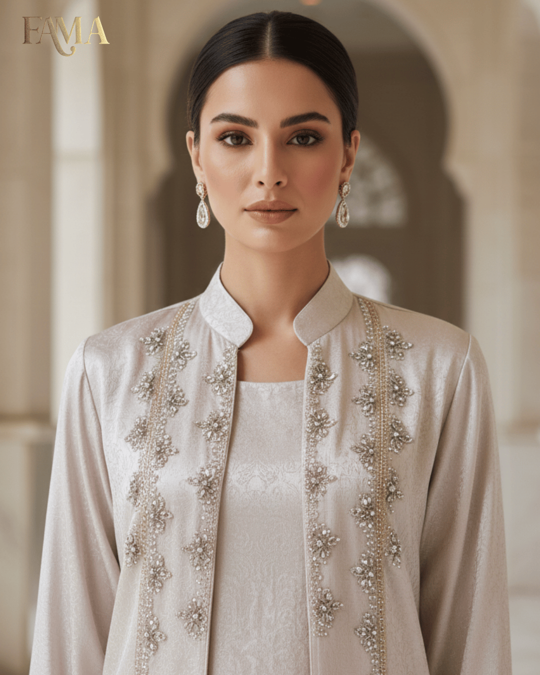 E2 Ivory Elegance Front-Open Jacket Set E2-4/B/7