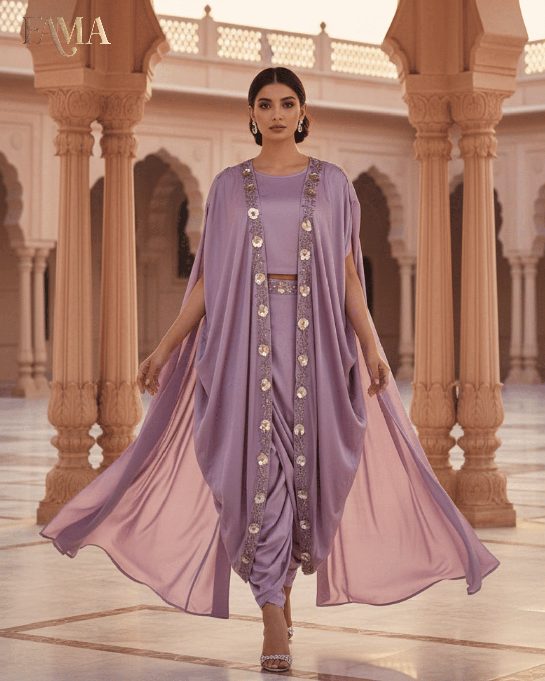 E2 Lavender Aura Draped Cape Set E2-5/B/10