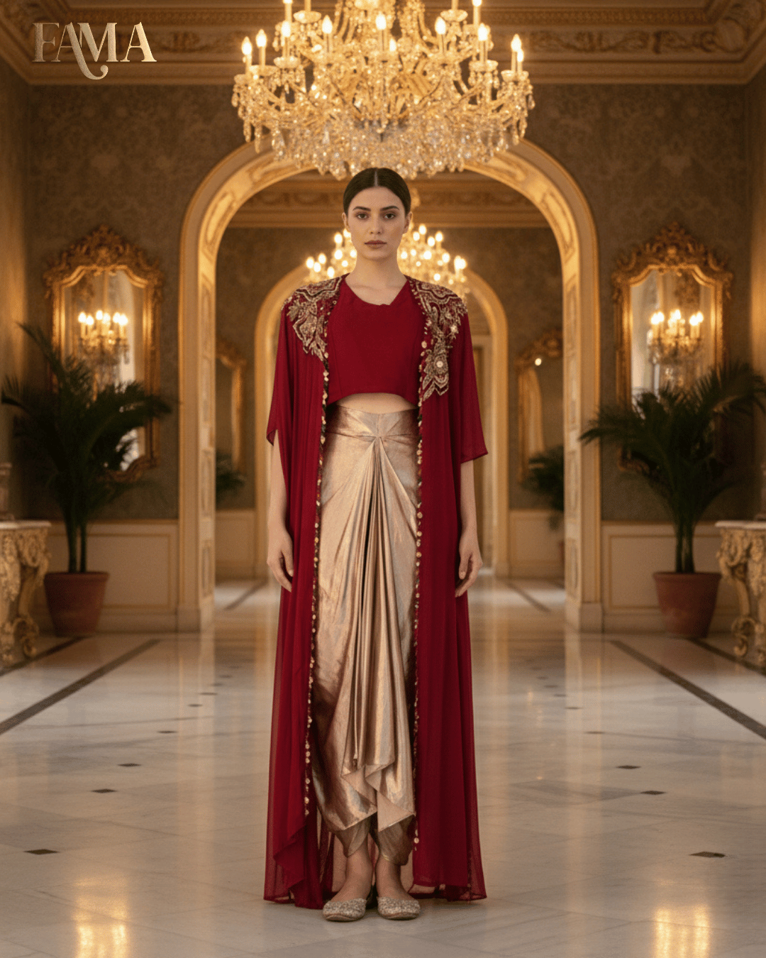 Crimson Elegance Drape Set E 28