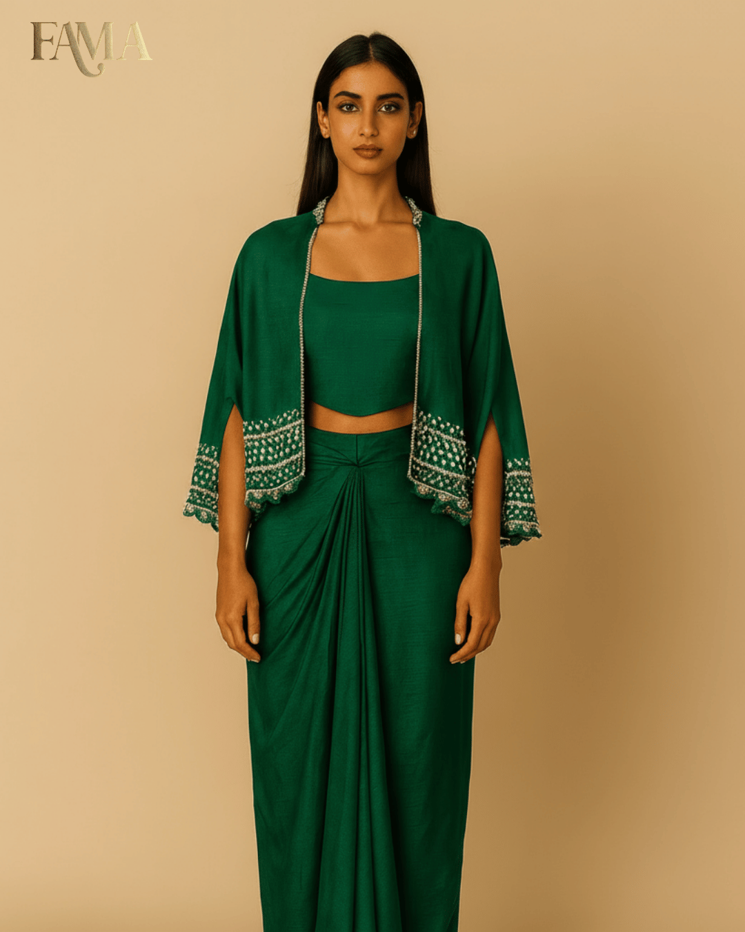 Emerald Rhythm Draped Co-ord Set E 22