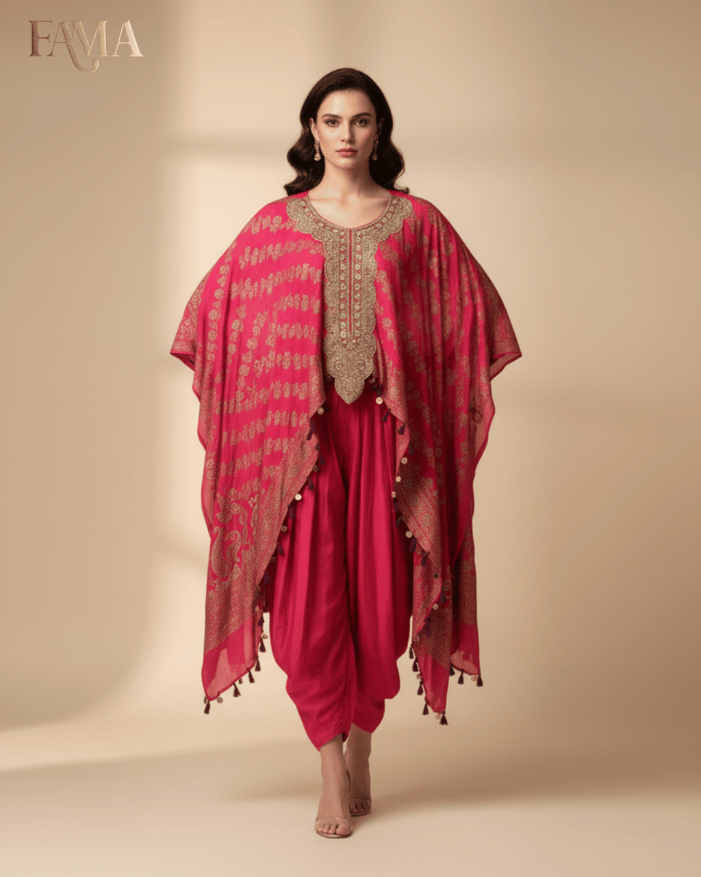 Crimson Mirage Embroidered Kaftan Ensemble E 20