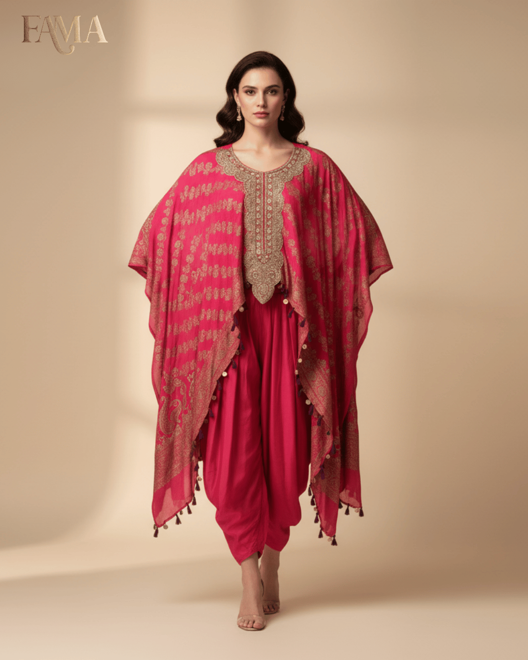 Crimson Mirage Embroidered Kaftan Ensemble E 20