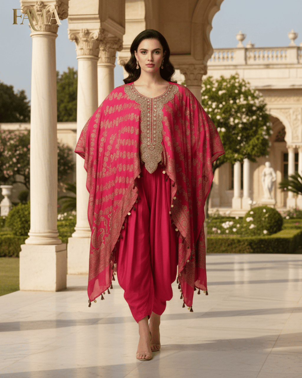 Crimson Mirage Embroidered Kaftan Ensemble E 20