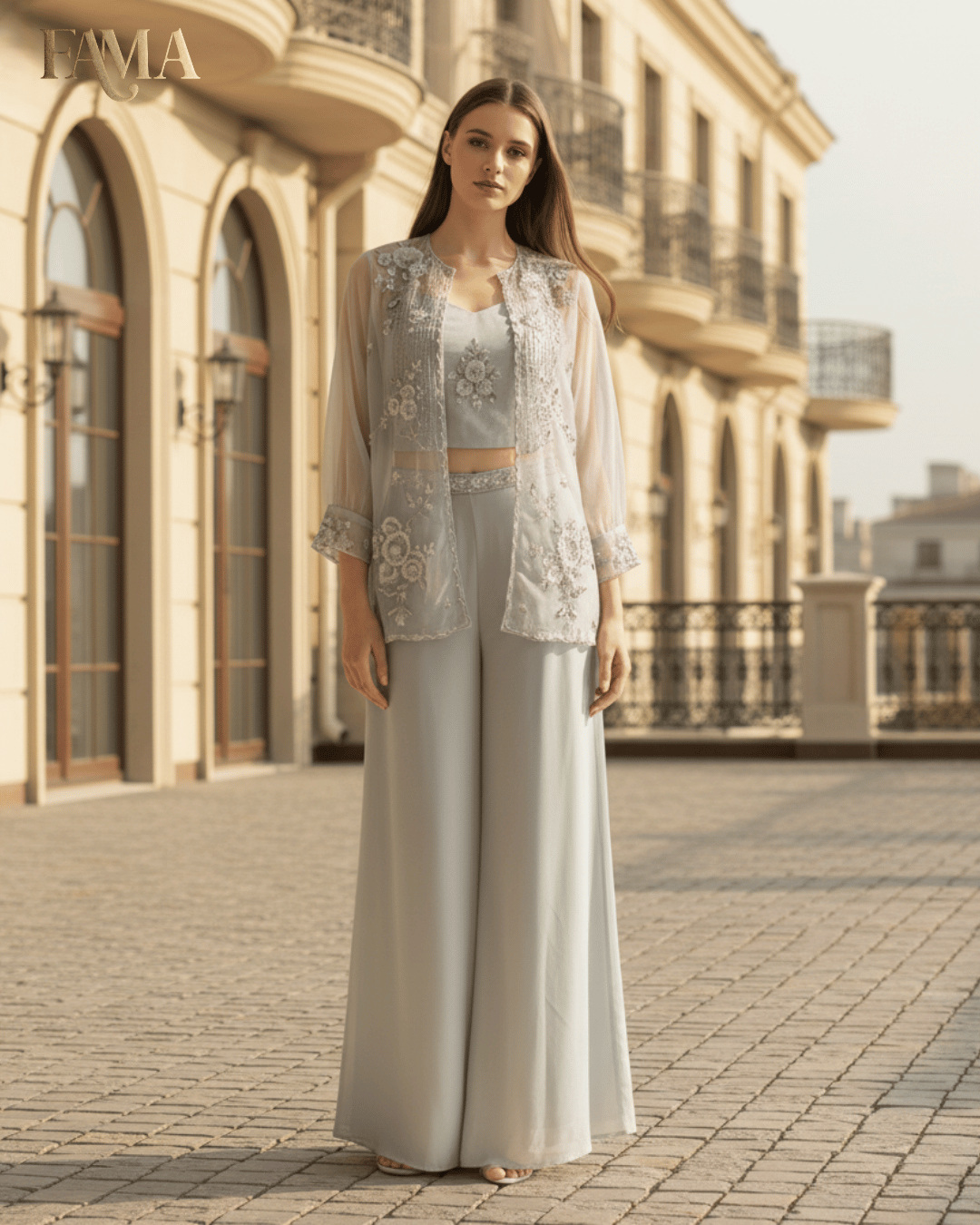 Celeste Whisper Embroidered Three-Piece Co-ord Set E 17