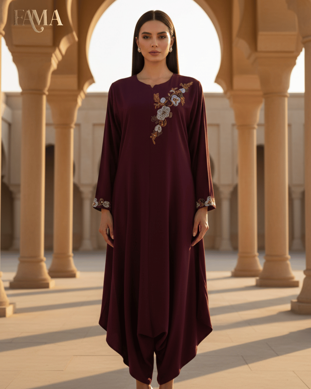 E2 Plum Royale Draped Kaftan Set E2-8/B/7