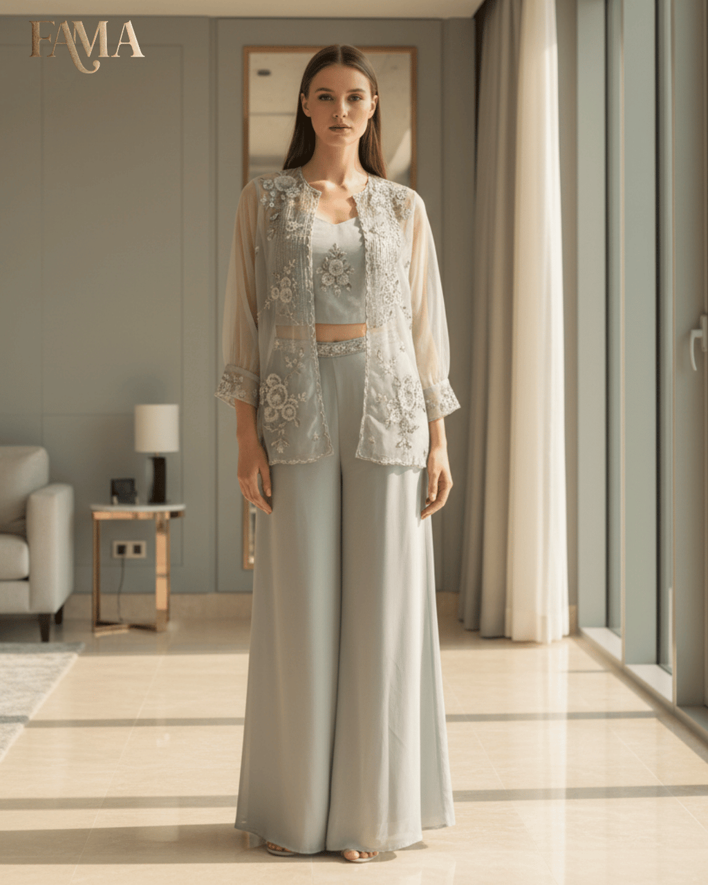 Celeste Whisper Embroidered Three-Piece Co-ord Set E 17