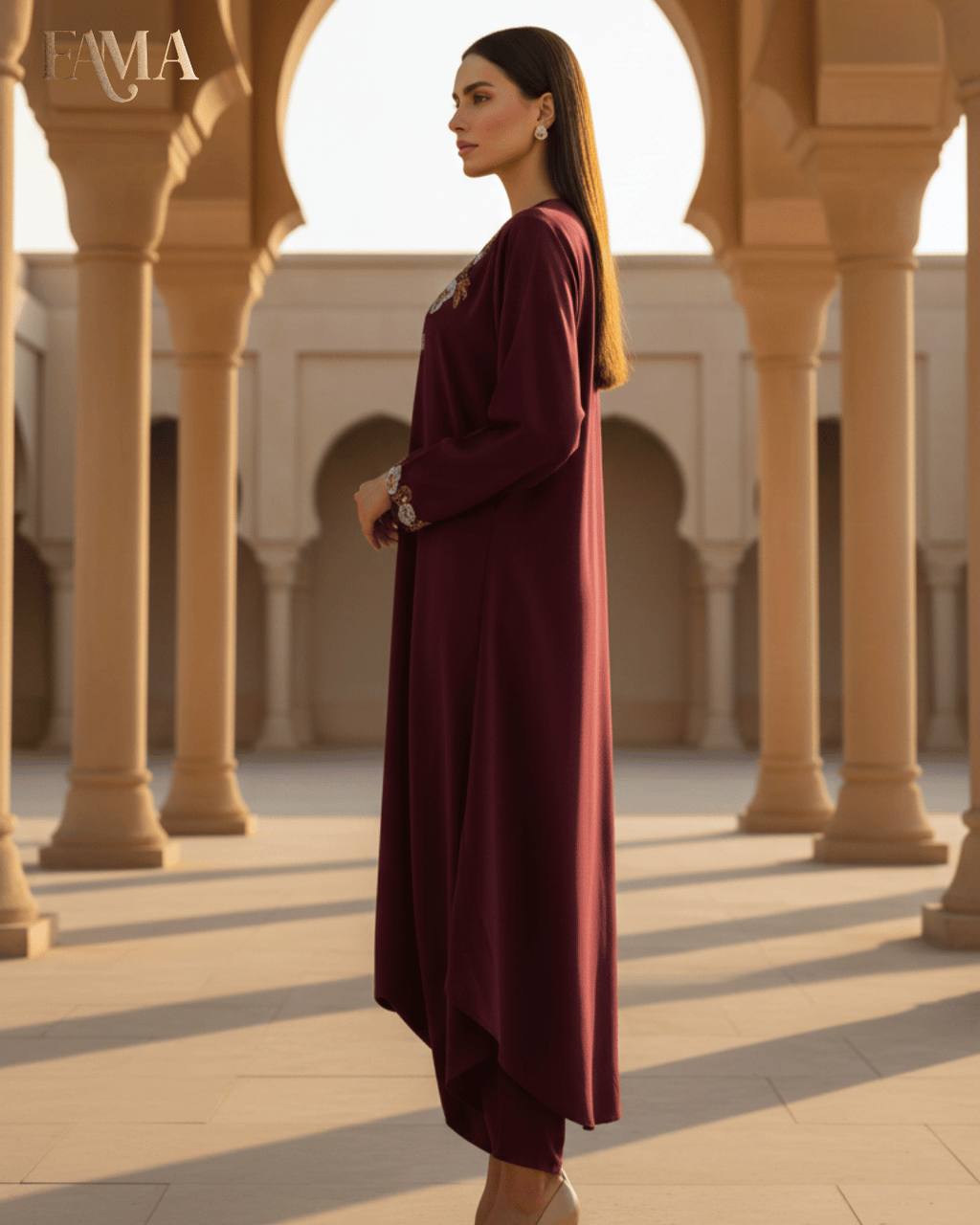 E2 Plum Royale Draped Kaftan Set E2-8/B/7