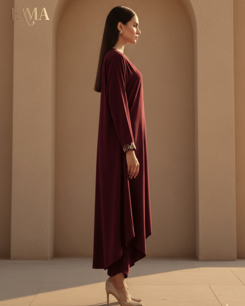 E2 Plum Royale Draped Kaftan Set E2-8/B/7
