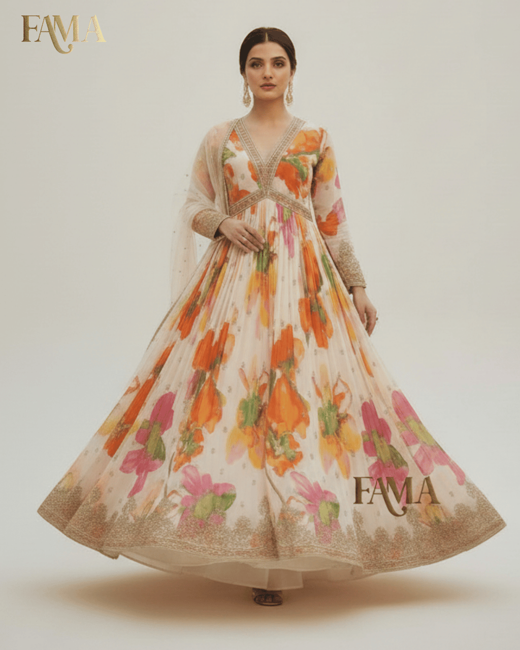 Eternal Bloom Handcrafted Floral Anarkali Gown E9