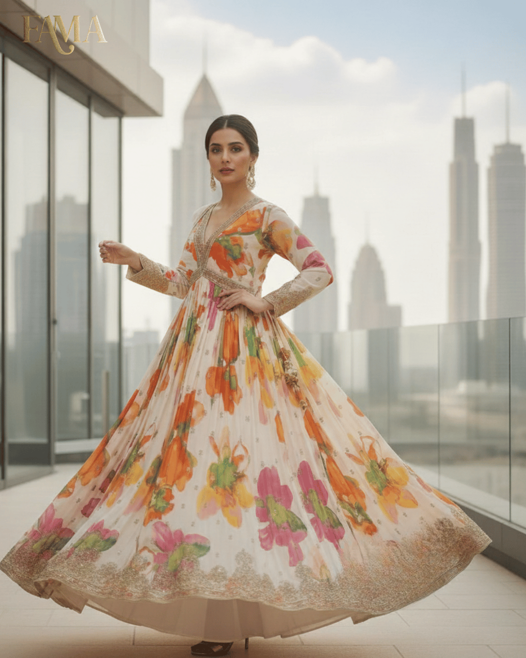 Eternal Bloom Handcrafted Floral Anarkali Gown E9
