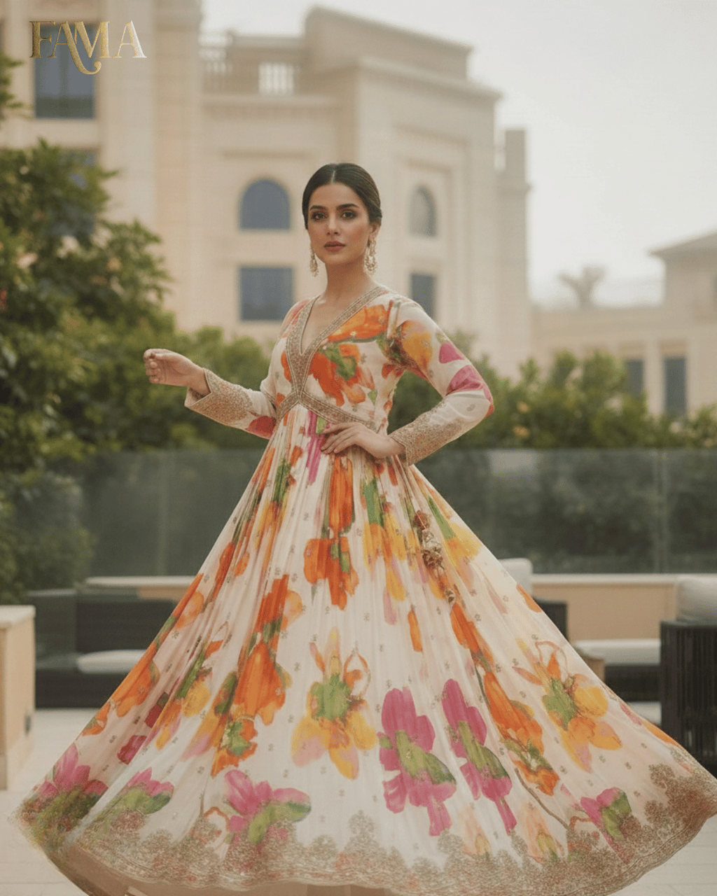 Eternal Bloom Handcrafted Floral Anarkali Gown E9
