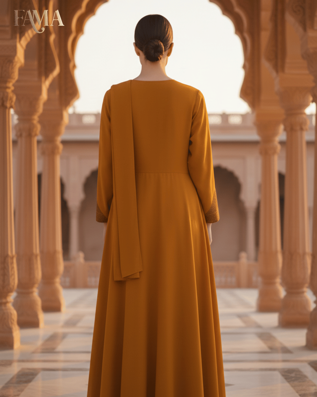 E2 Mustard Royale Draped Anarkali Gown E2-10/B/10