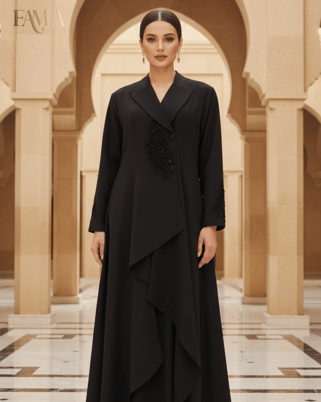 E2 Noir Cascade Layered Cape Gown E2-11/B/10
