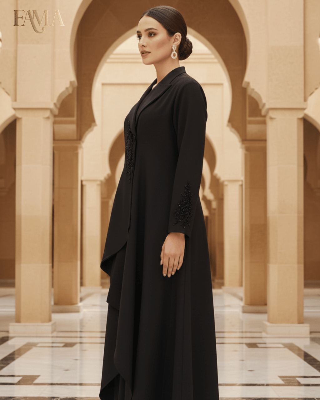 E2 Noir Cascade Layered Cape Gown E2-11/B/10