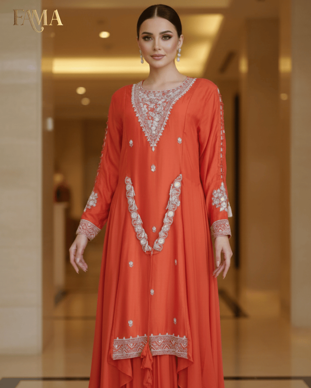 E2 Saffron Royale Embroidered Layered Set E2-15/O/3