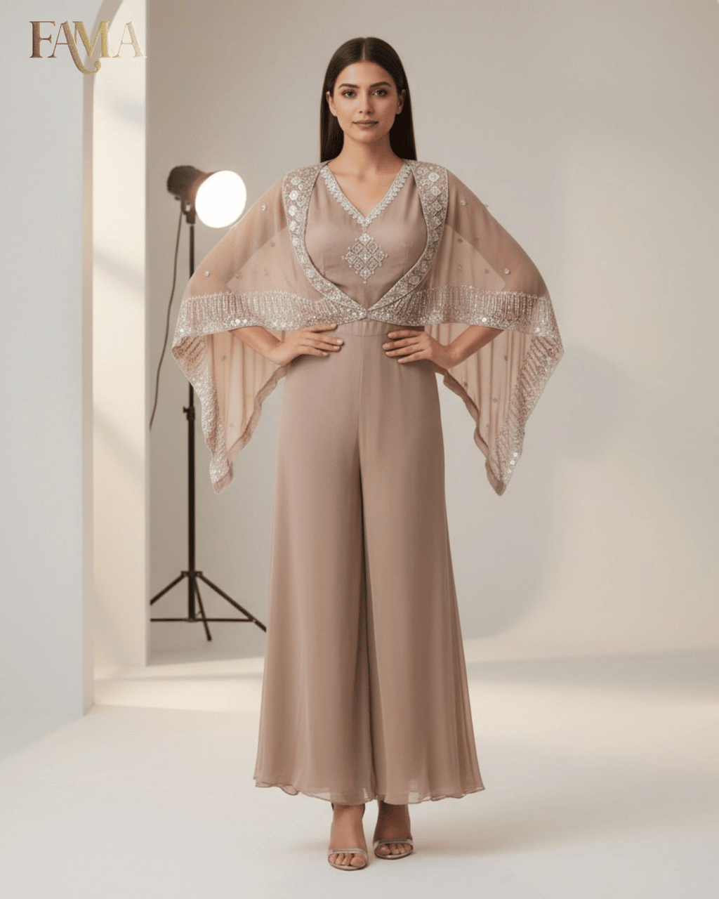 Blush Pearl Cape-Style Jumpsuit I 28
