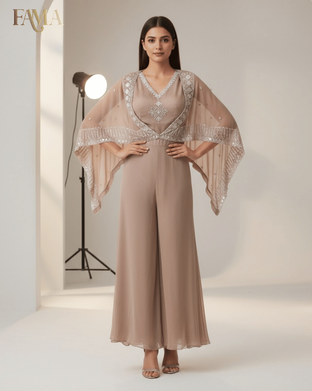 Blush Pearl Cape-Style Jumpsuit I 28