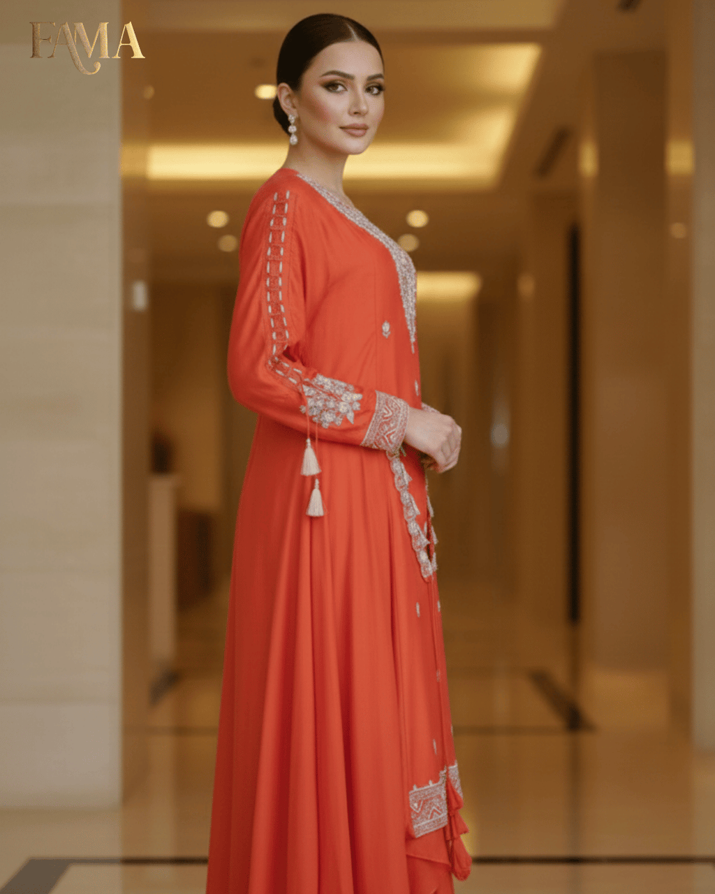 E2 Saffron Royale Embroidered Layered Set E2-15/O/3