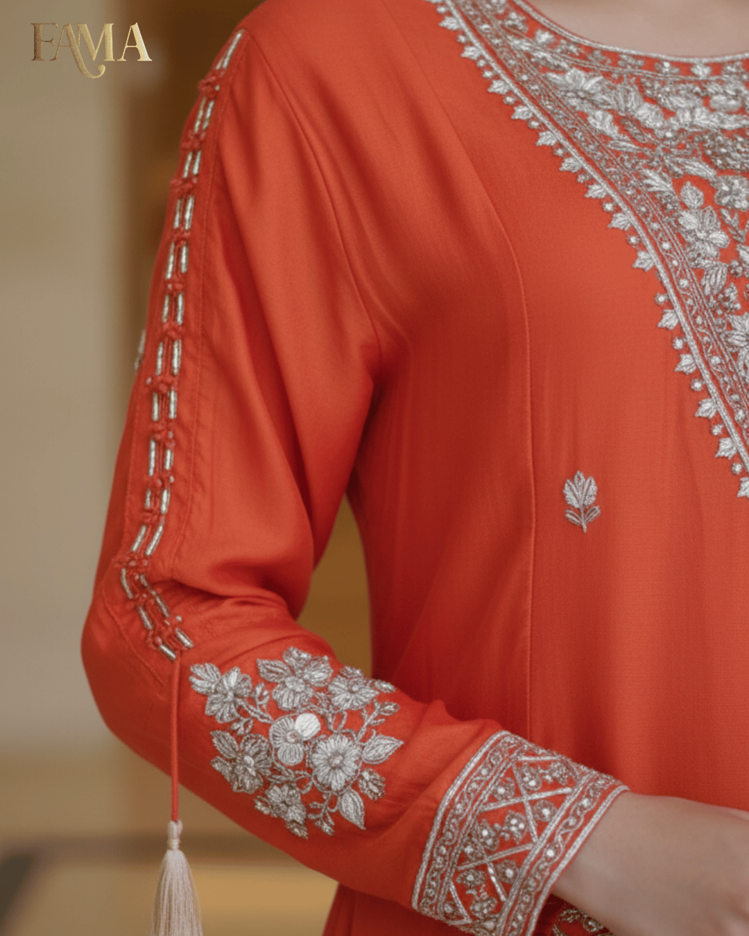 E2 Saffron Royale Embroidered Layered Set E2-15/O/3