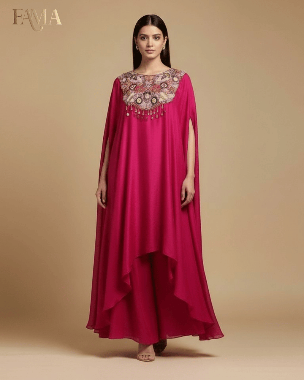 Fuchsia Radiance Embroidered Kaftan Set E 15