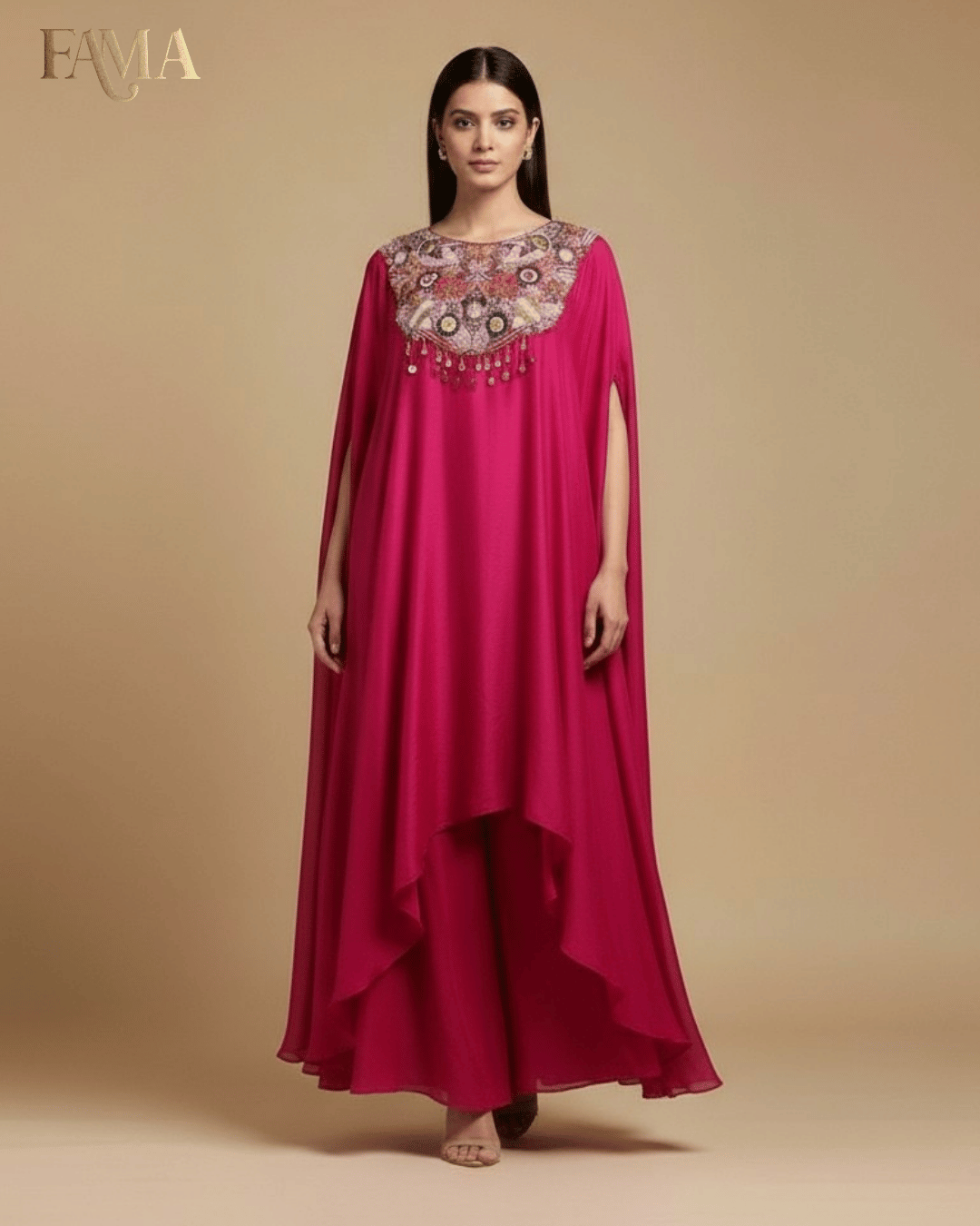 Fuchsia Radiance Embroidered Kaftan Set E 15