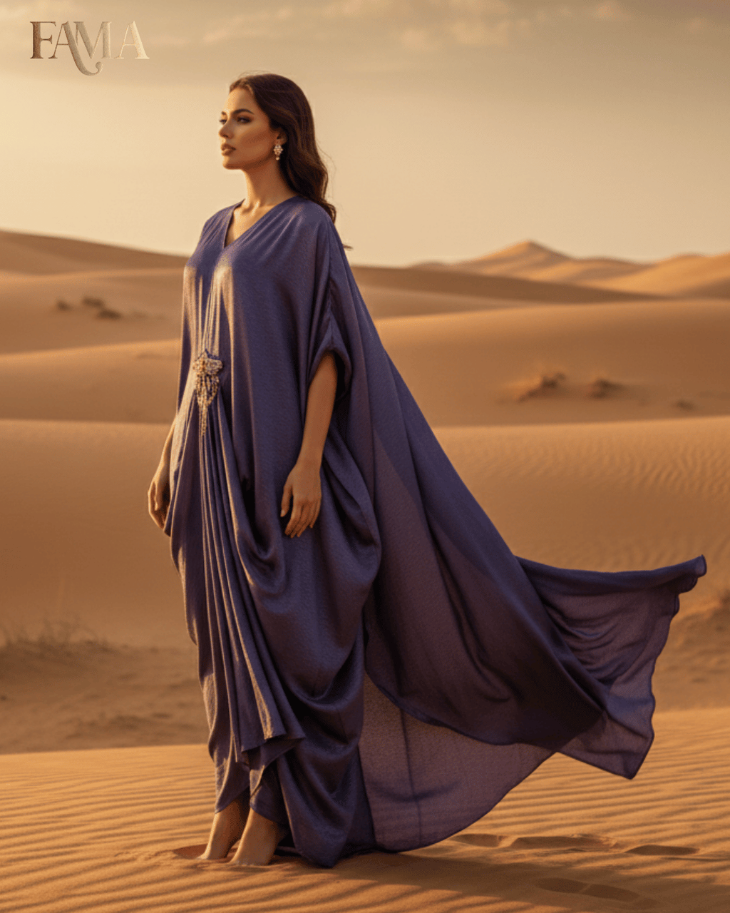 Celestial Drape Kaftan – Midnight Steel Blue E 8 B