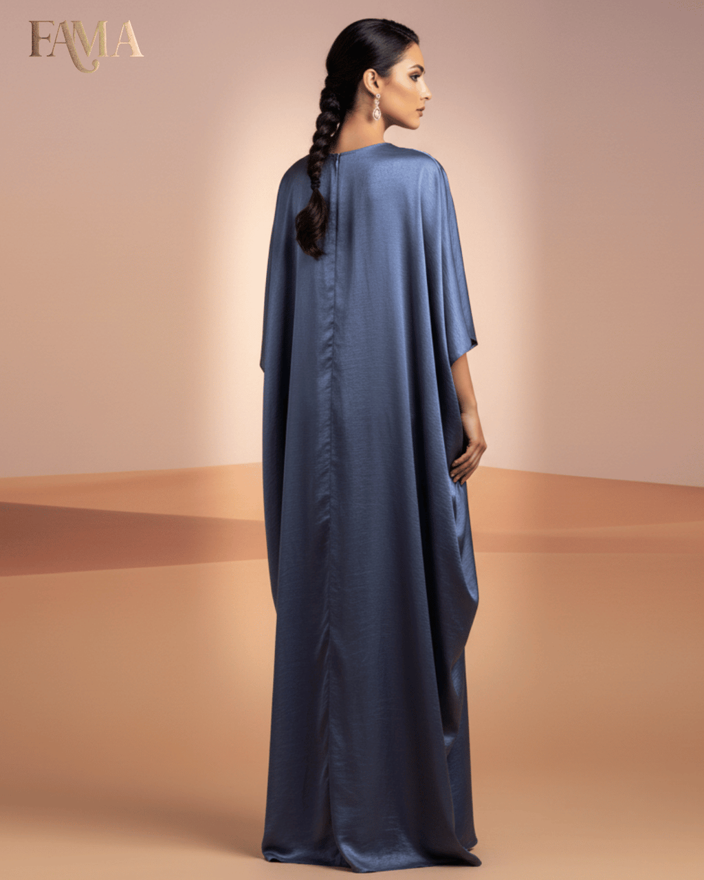 Celestial Drape Kaftan – Midnight Steel Blue E 8 B
