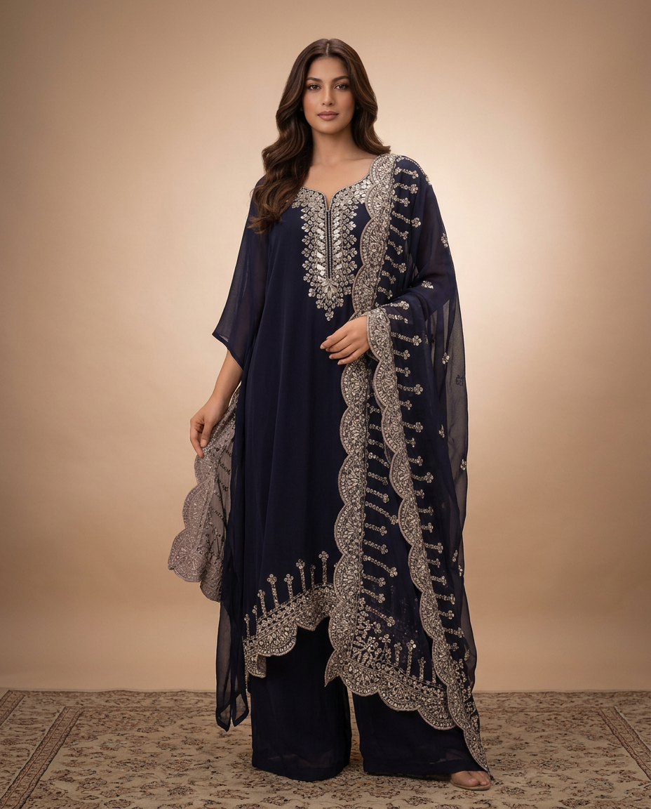 AC Midnight Sapphire Embellished Kaftan AC-1/B/10