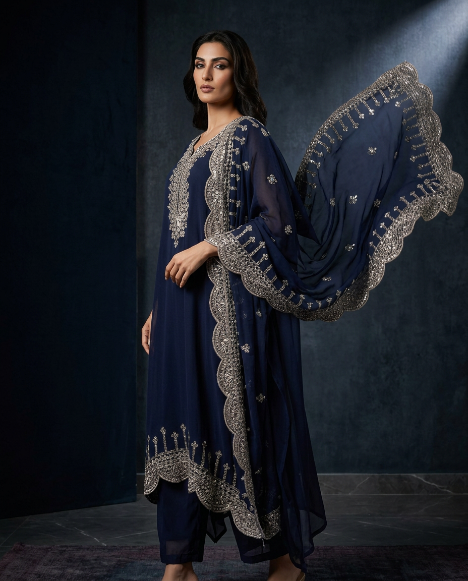 AC Midnight Sapphire Embellished Kaftan AC-1/B/10