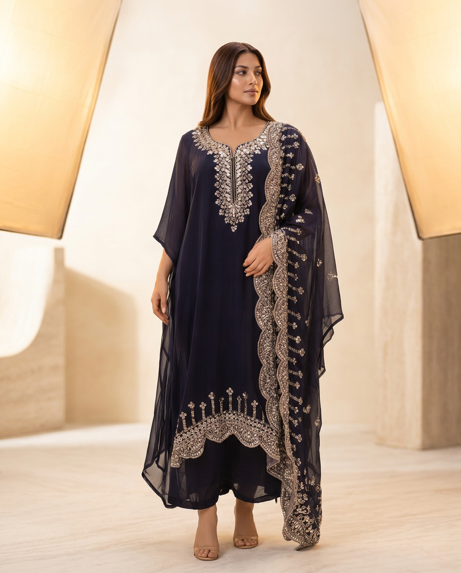 AC Midnight Sapphire Embellished Kaftan AC-1/B/10