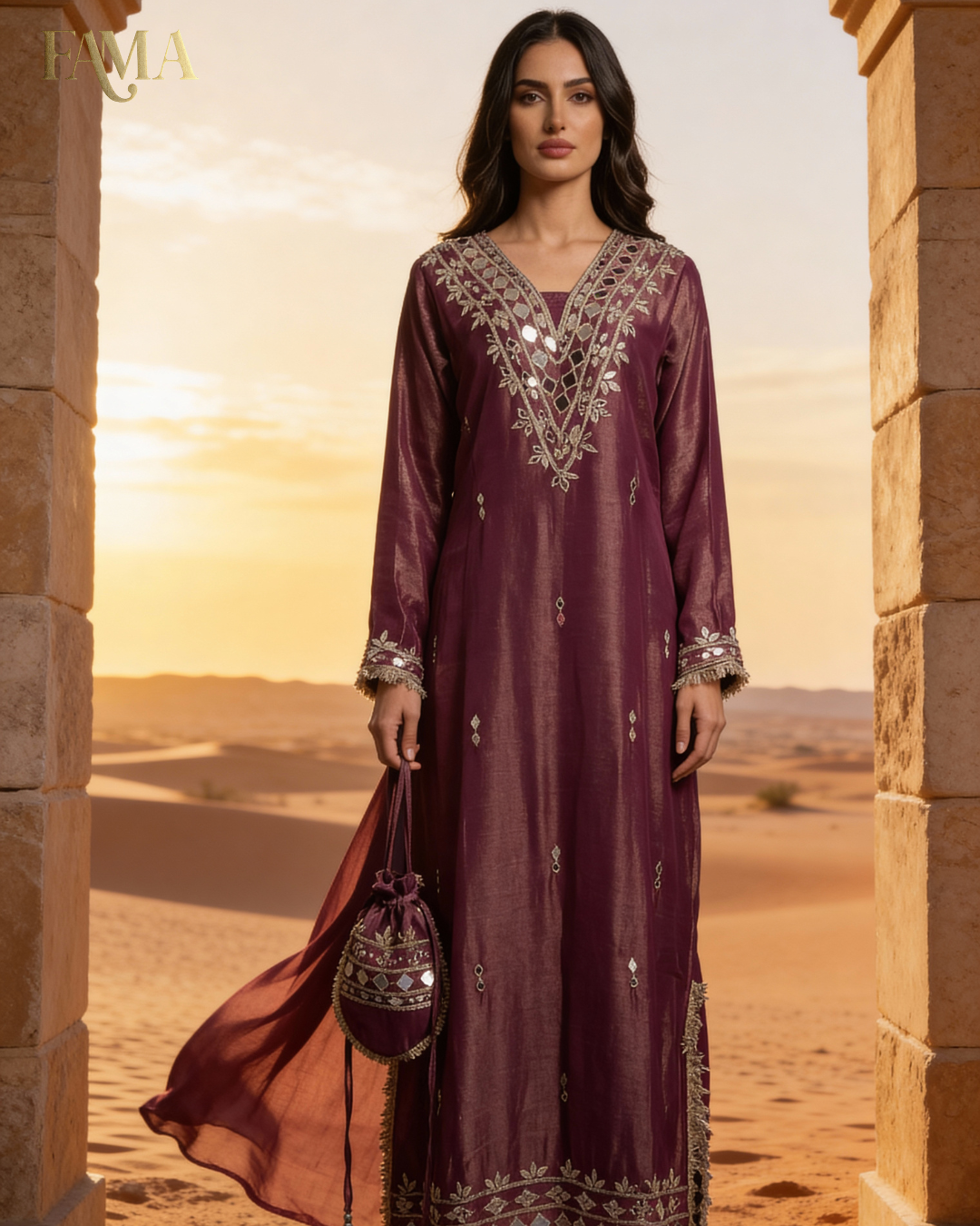 DP Desert Amethyst Mirror Kaftan DP-6/V/10