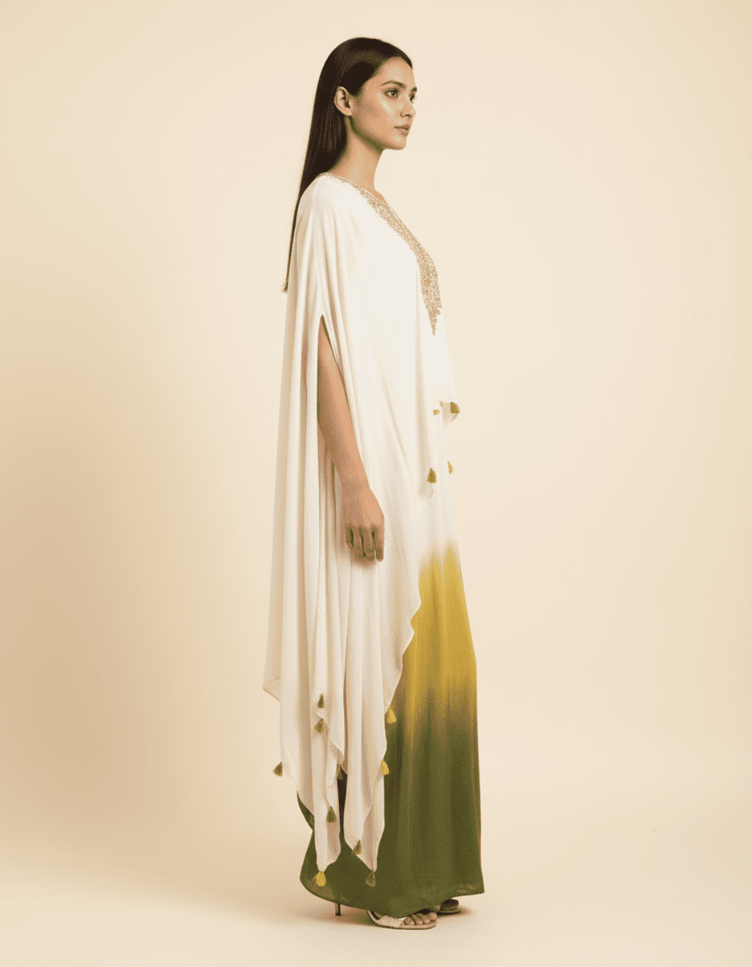 فستان قفطان أومبري مطرز من أواسيس داون E12-أخضر