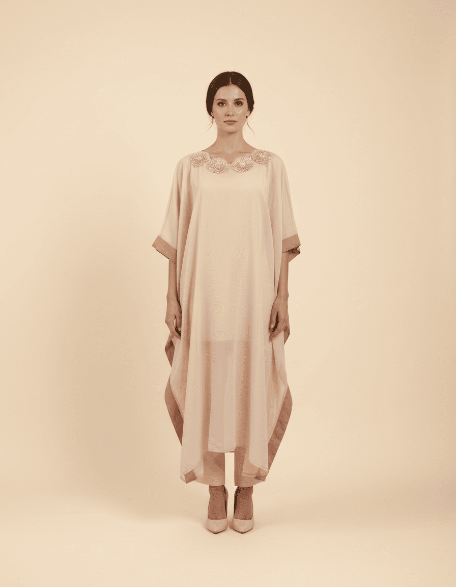 E2-16 – Nude Blush Embellished Cape Set