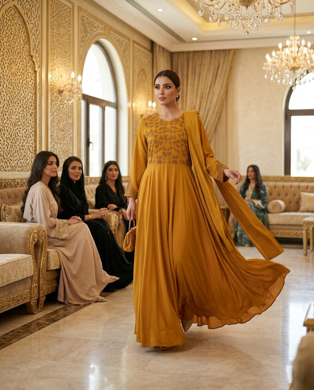 E2 10_MAGENTA_ES_Golden Drape Embellished Evening Kaftan